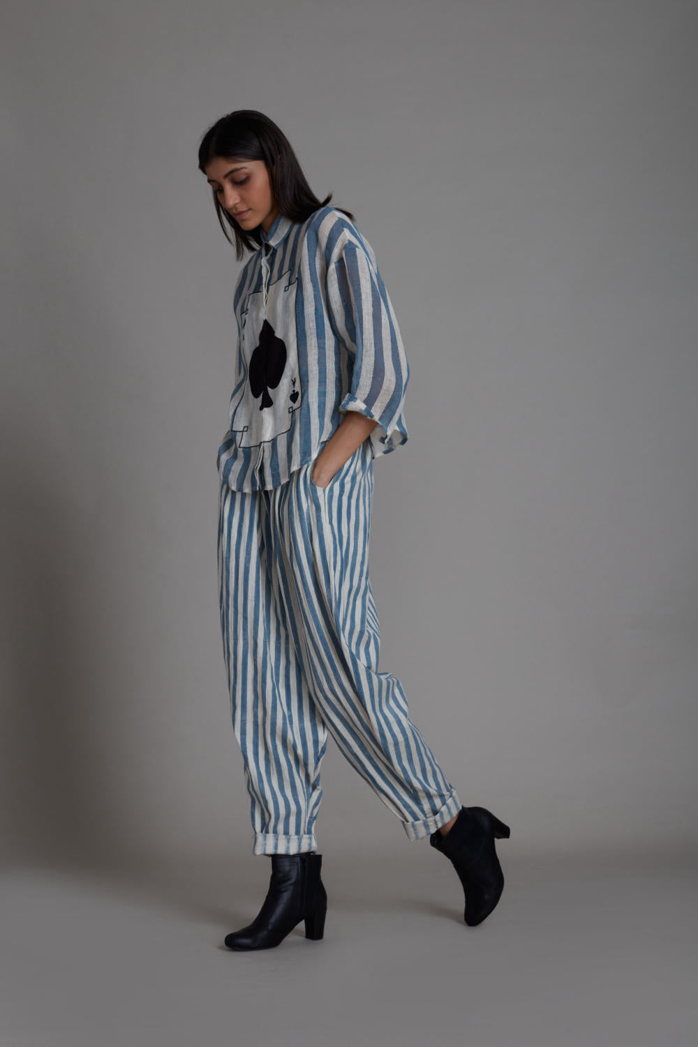 MATI IKKA LINEN SHIRT-BLUE STRIPE Fashion Mati