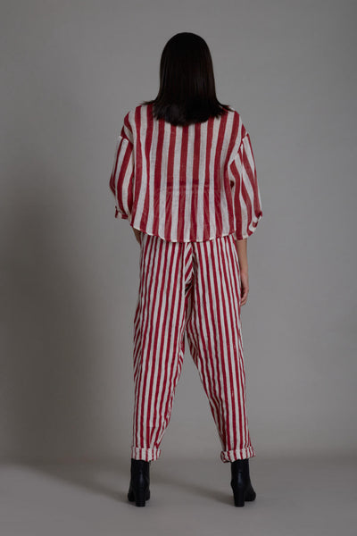 MATI IKKA LINEN SHIRT-RED STRIPE Fashion Mati