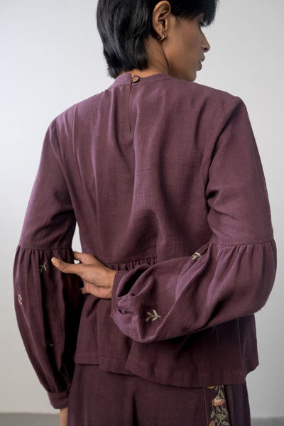 Midnight Bloom handwoven organic cotton peplum top Fashion SUI 