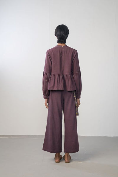 Midnight Bloom handwoven organic cotton peplum top Fashion SUI 