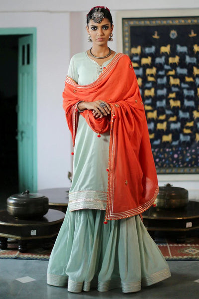 MINT & TANGERINE SHARARA SET Fashion Khara Kapas