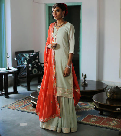 MINT & TANGERINE SHARARA SET Fashion Khara Kapas