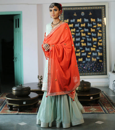 MINT & TANGERINE SHARARA SET Fashion Khara Kapas