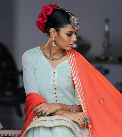 MINT & TANGERINE SHARARA SET Fashion Khara Kapas