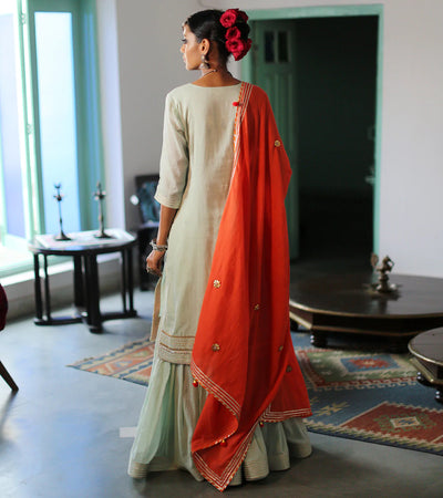 MINT & TANGERINE SHARARA SET Fashion Khara Kapas