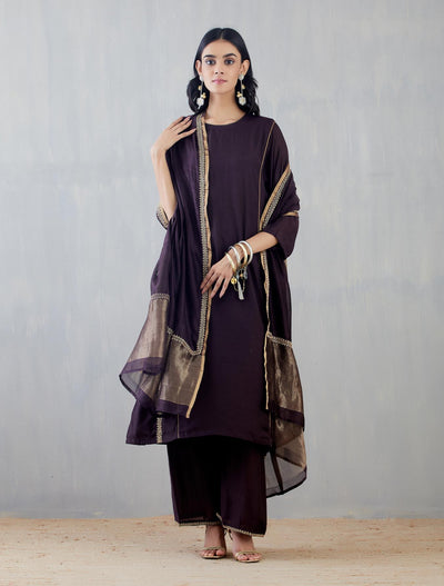 Mridini Dark Wine Kurta Set Fashion DOT