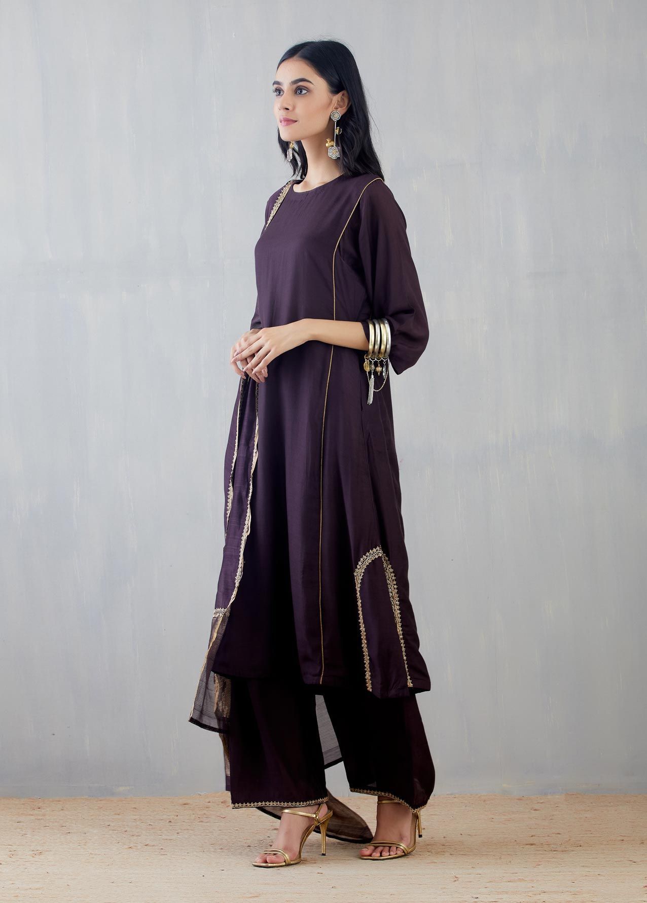 Mridini Dark Wine Kurta Set Fashion DOT