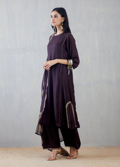 Mridini Dark Wine Kurta Set Fashion DOT