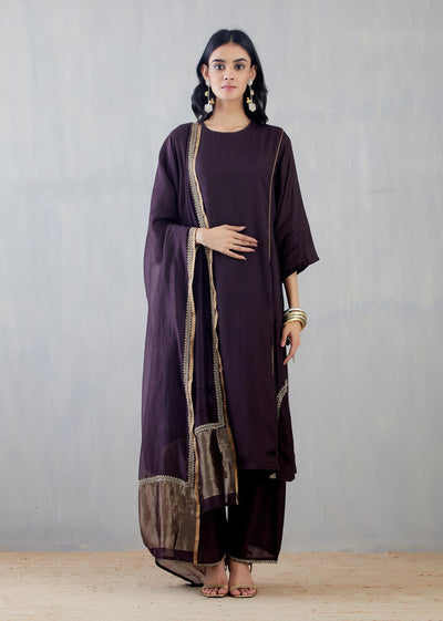 Mridini Dark Wine Kurta Set Fashion DOT