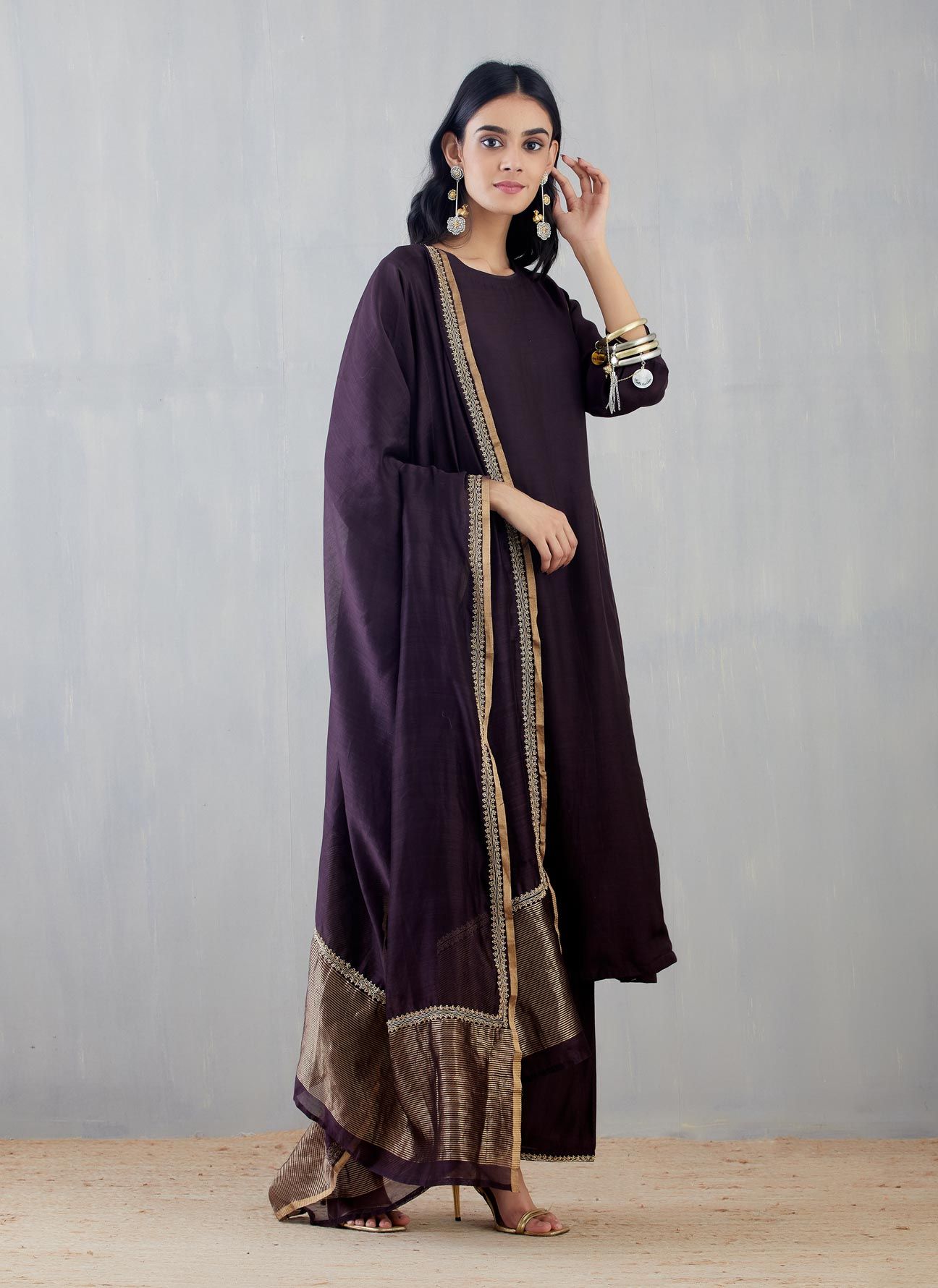 Mridini Dark Wine Kurta Set Fashion DOT