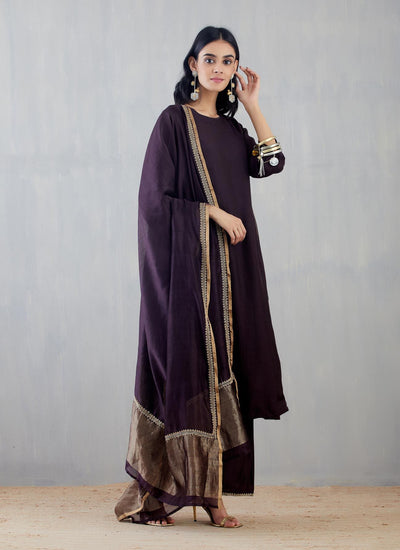 Mridini Dark Wine Kurta Set Fashion DOT