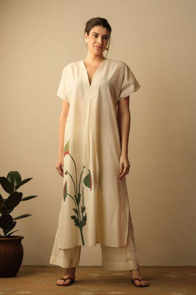 Mughal Poppy Flower Applique Kaftan Fashion Mallika Mathur