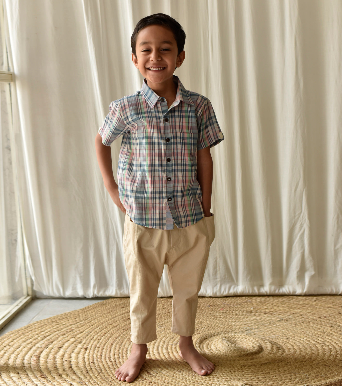 Multi- Checks Shirt Fashion Khara Kapas Kids