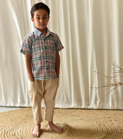 Multi- Checks Shirt Fashion Khara Kapas Kids