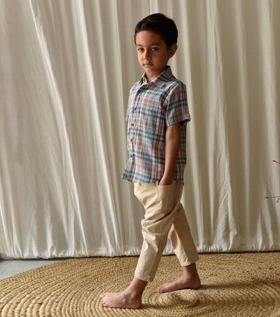 Multi- Checks Shirt Fashion Khara Kapas Kids