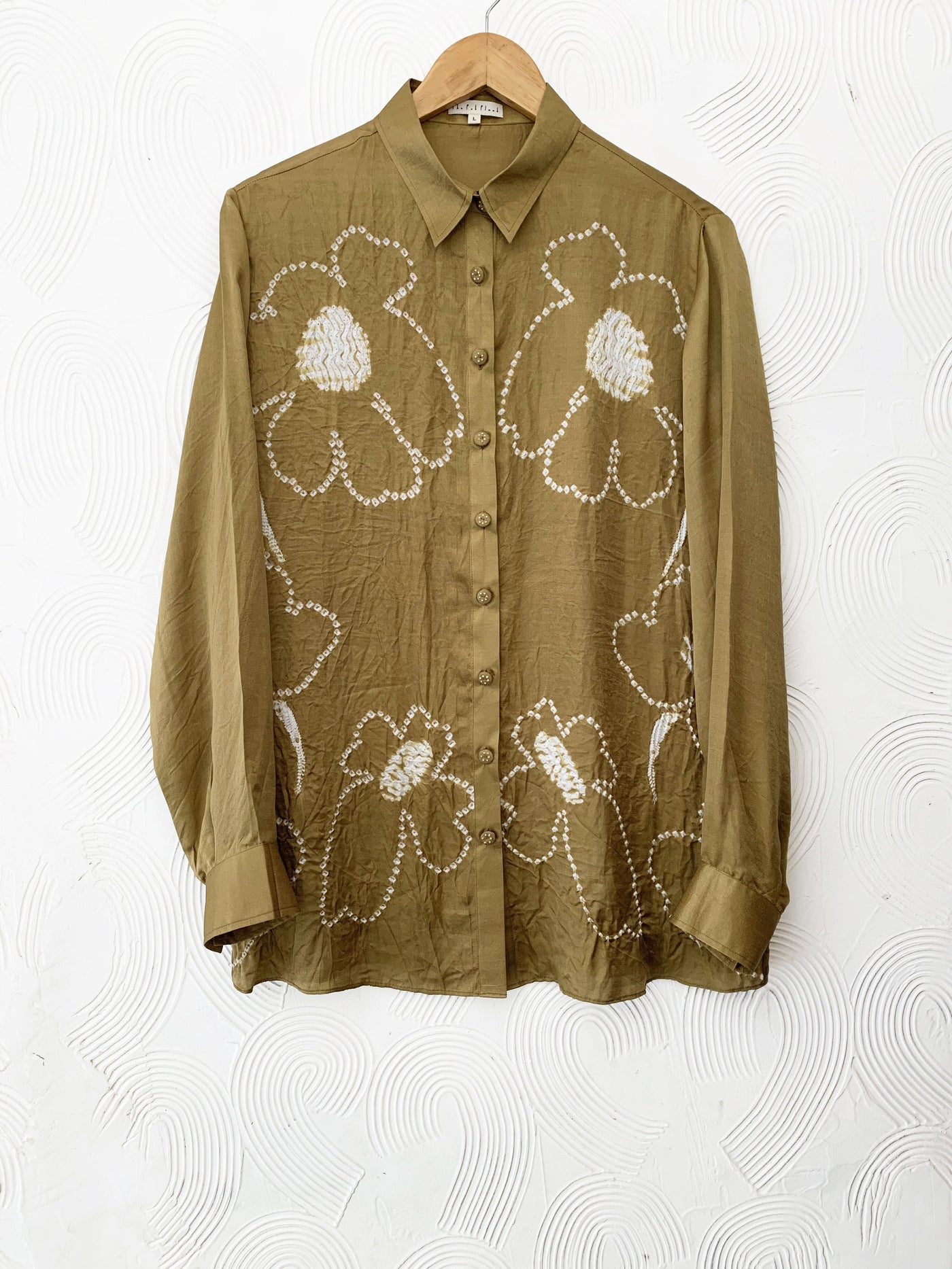 Mustard bandhani floral silk shirt Fashion The Pot Plant
