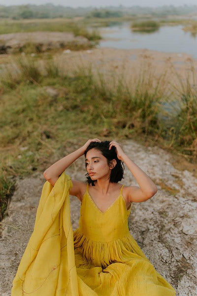 Mustard Nasim Jama Fashion Nirjara