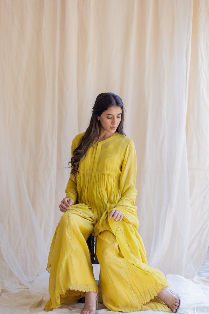 Mustard Nayab Gharara Set Fashion Nirjara