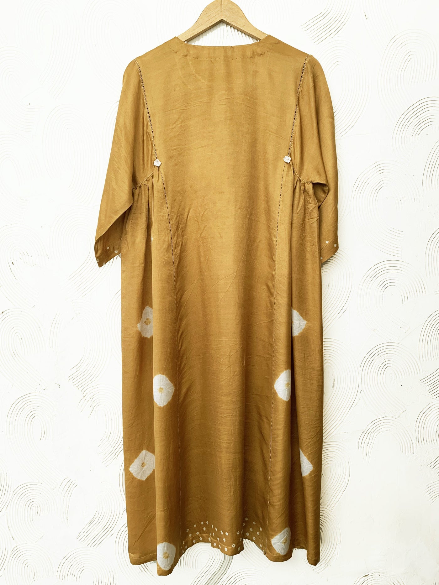 Mustard silk gather dress Fashion The Pot Plant