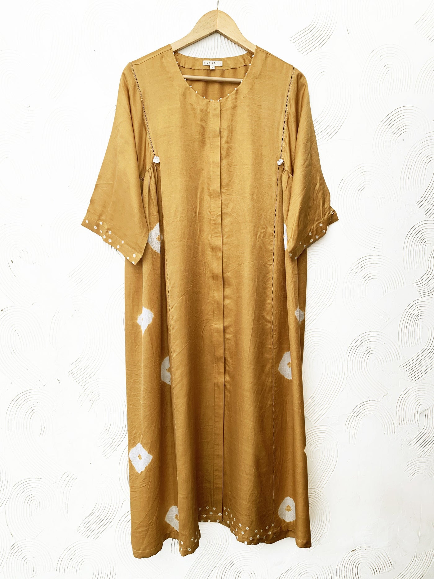 Mustard silk gather dress Fashion The Pot Plant