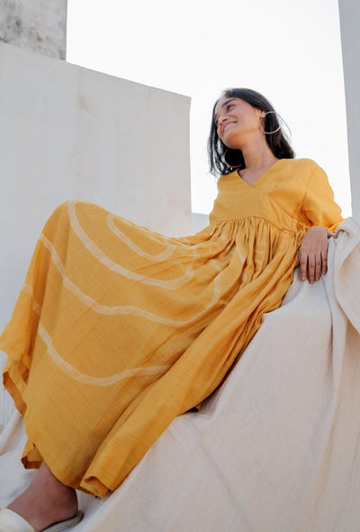 Mustard Yer Angarkha Dress Fashion Nirjara