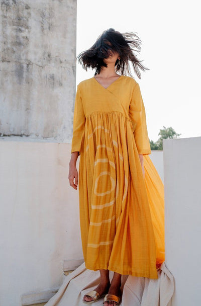 Mustard Yer Angarkha Dress Fashion Nirjara