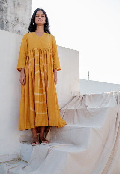 Mustard Yer Angarkha Dress Fashion Nirjara