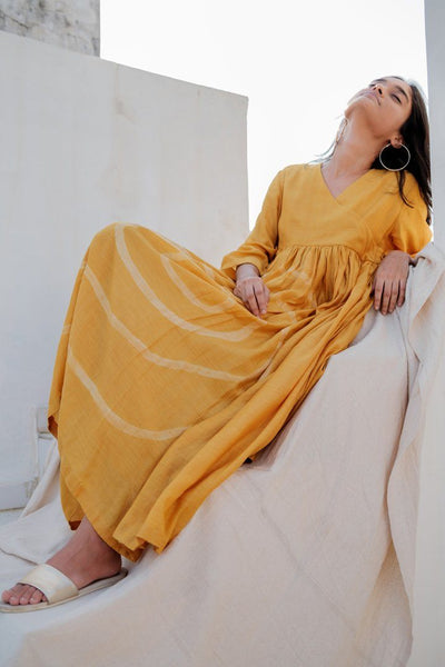 Mustard Yer Angarkha Dress Fashion Nirjara