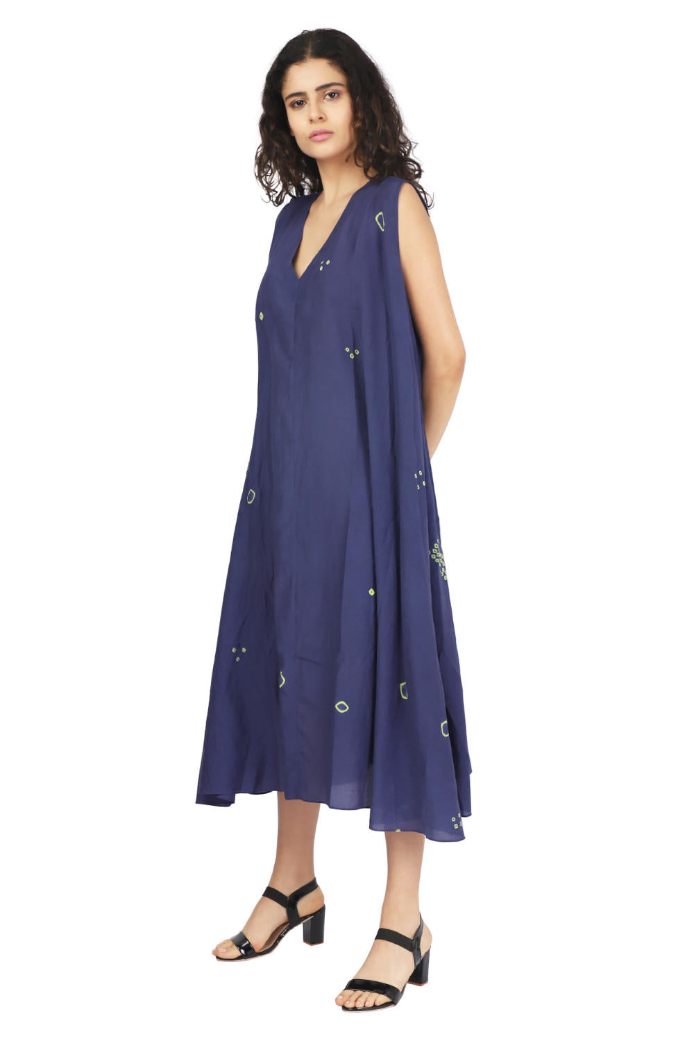 Neon Green And Blue Hand Done Bandhani Twirl Dress Fashion The Pot Plant