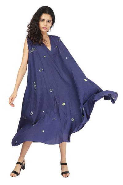 Neon Green And Blue Hand Done Bandhani Twirl Dress Fashion The Pot Plant