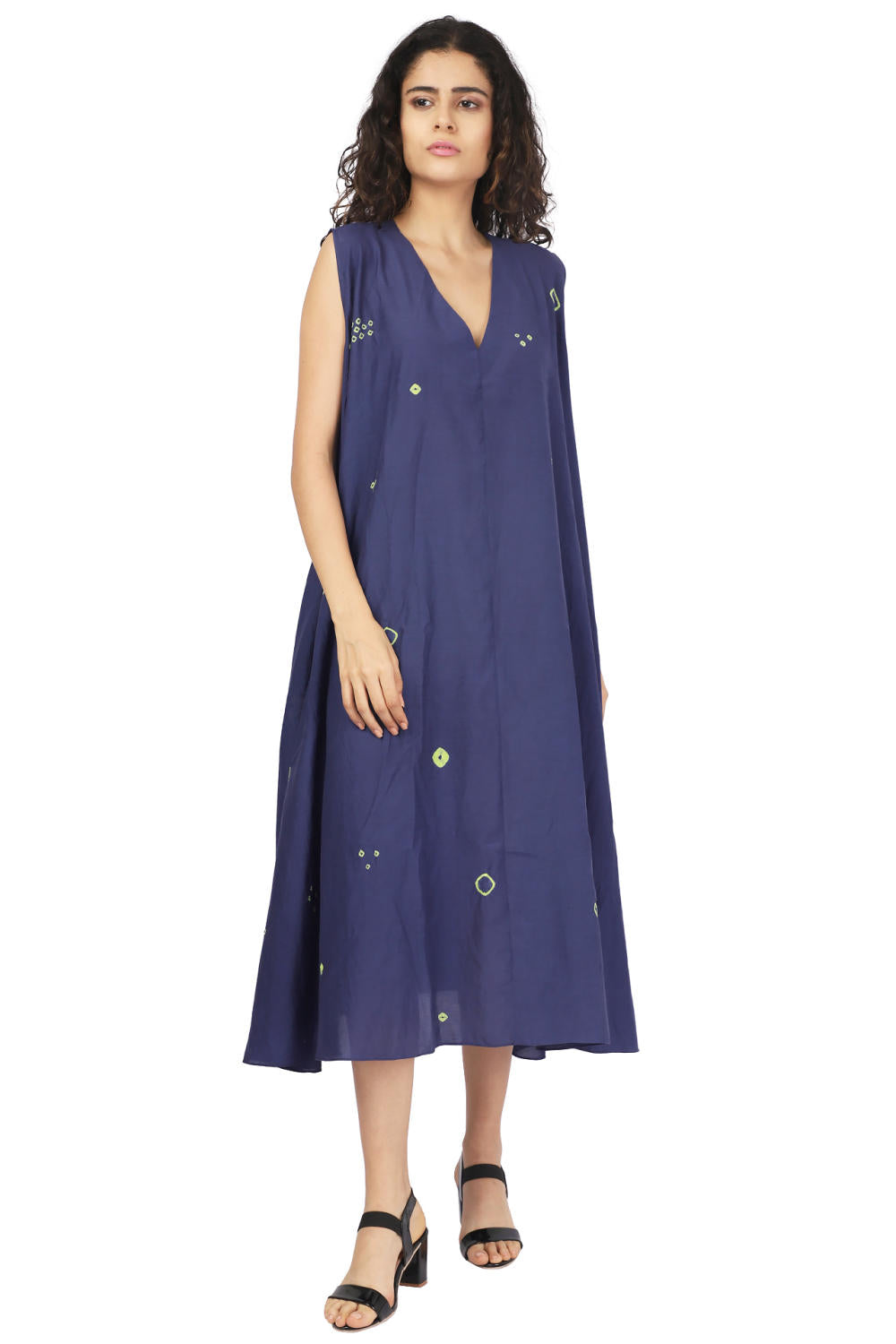 Neon Green And Blue Hand Done Bandhani Twirl Dress Fashion The Pot Plant