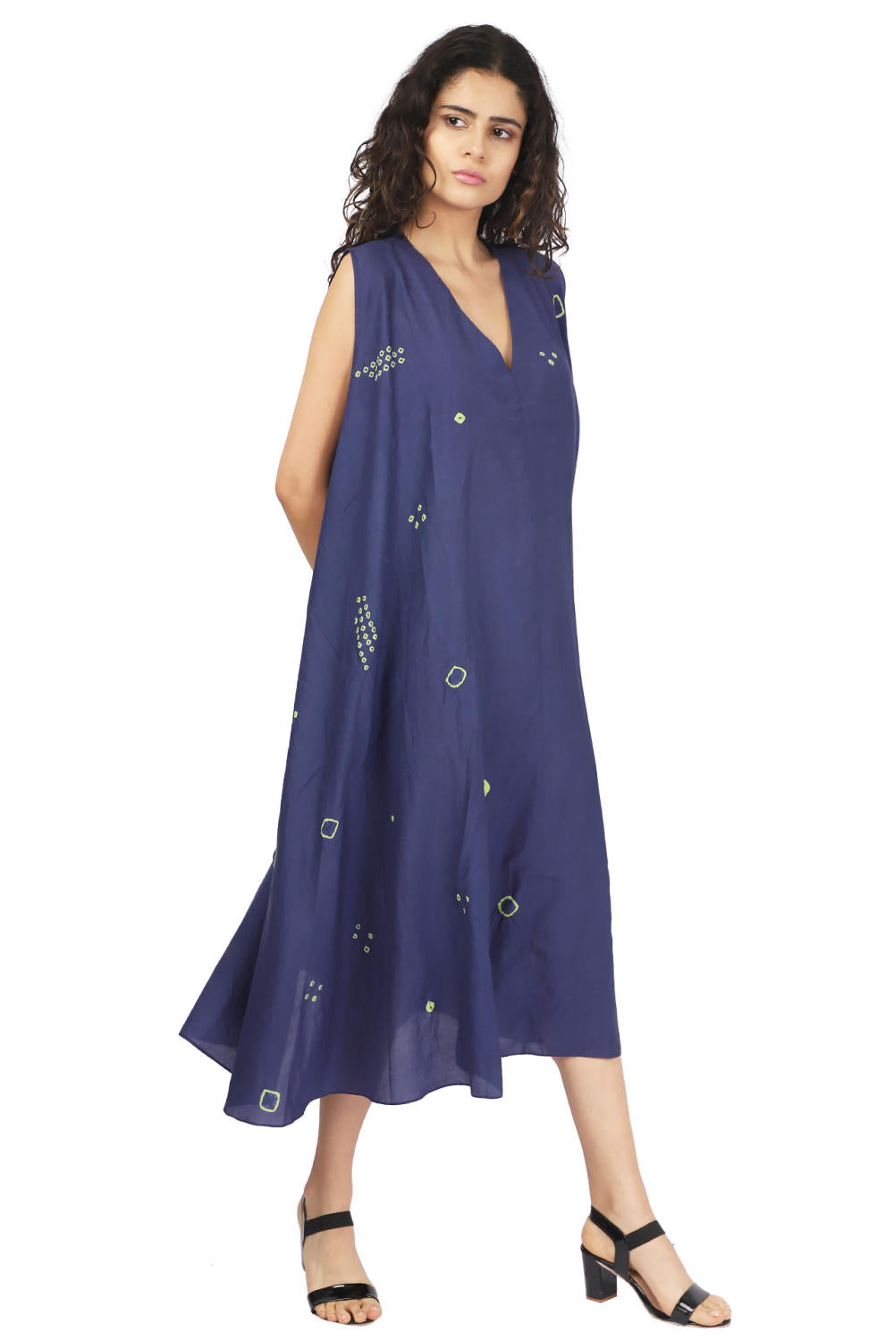 Neon Green And Blue Hand Done Bandhani Twirl Dress Fashion The Pot Plant