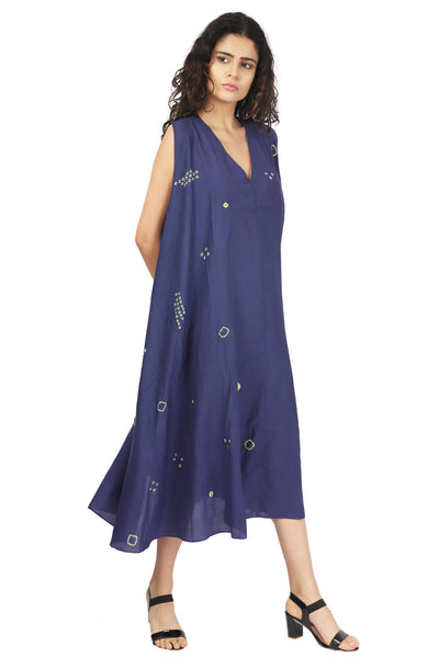 Neon Green And Blue Hand Done Bandhani Twirl Dress Fashion The Pot Plant