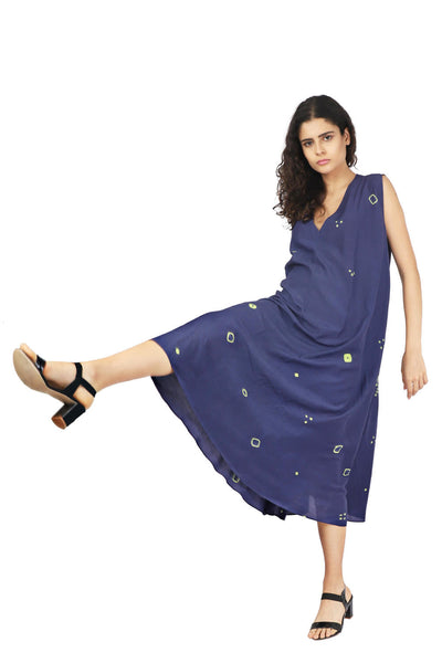Neon Green And Blue Hand Done Bandhani Twirl Dress Fashion The Pot Plant