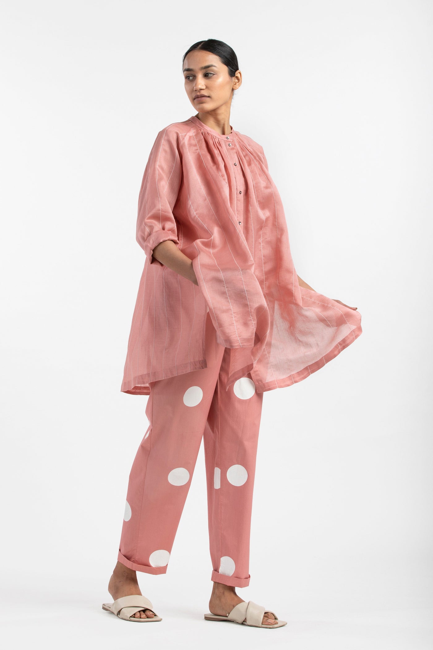 New Narrow Bottom- Dusty Rose Polka Fashion THREE