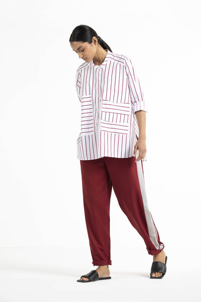 New Narrow Bottom Side stripe Crimson Red Fashion THREE