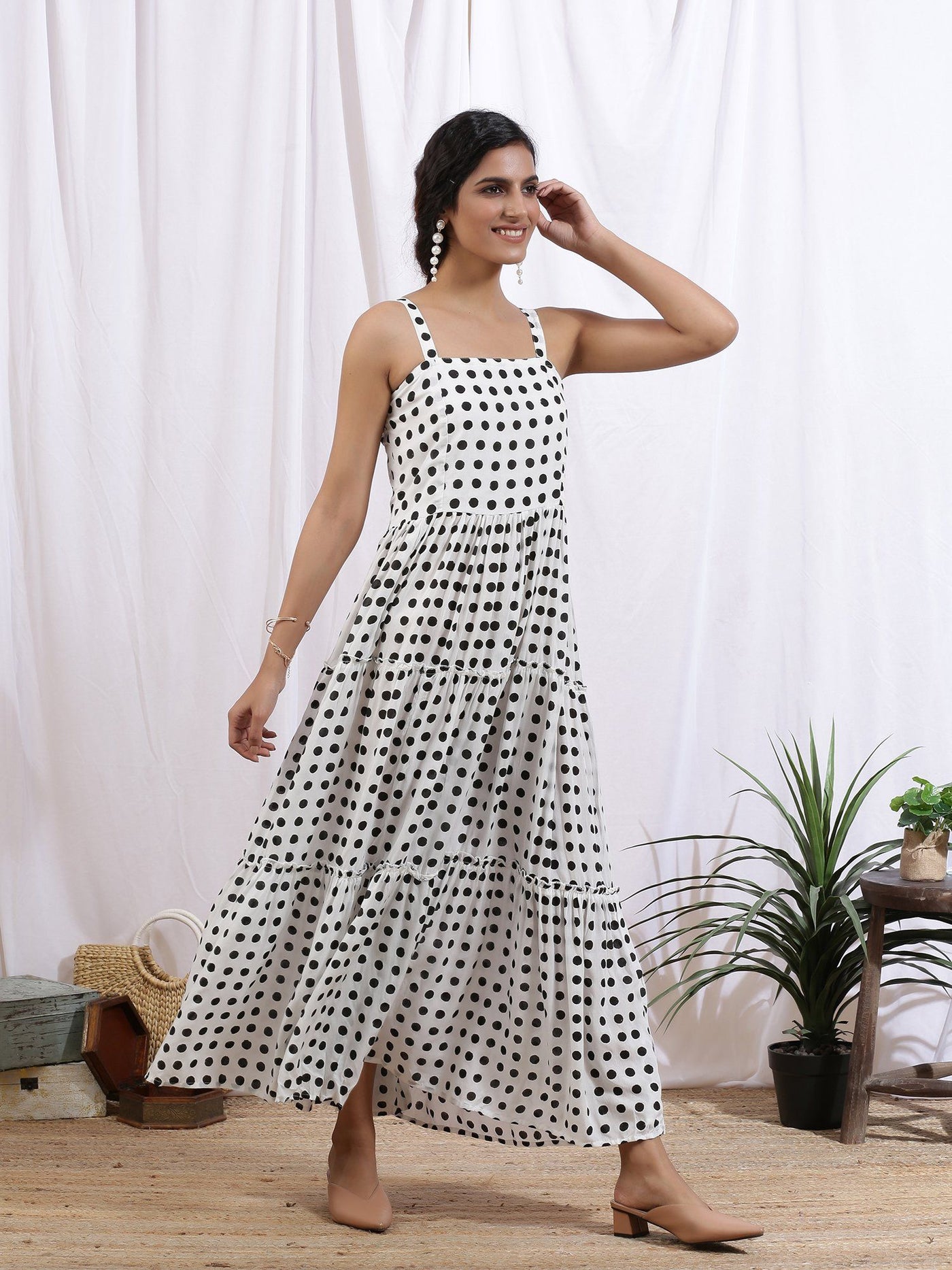 Noir Polka Dress Fashion Marche