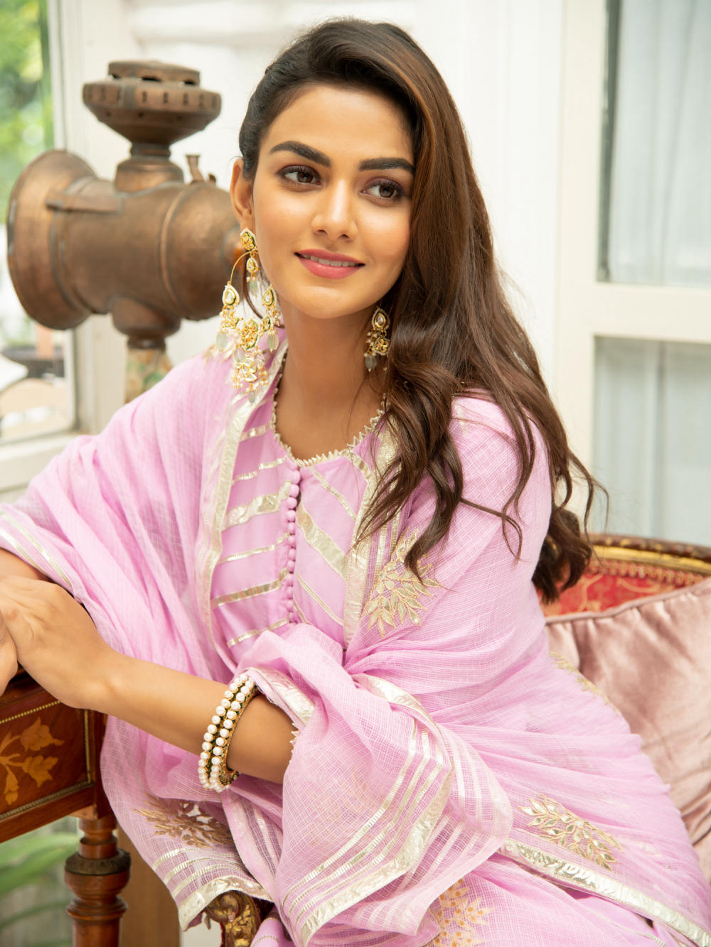 Noor Gulabi - Gota Work Kurta Set (Pink & Gold) Fashion Maison Shefali