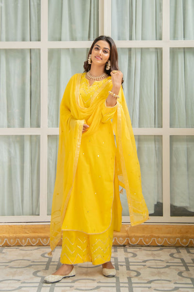 Noor Haldi - Gota Mirror Work Set Fashion Maison Shefali