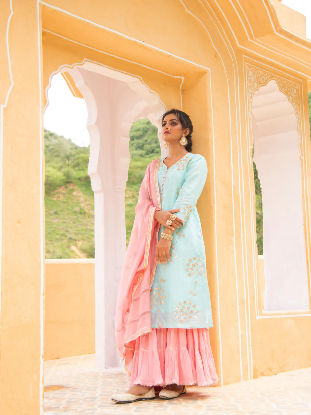 Noor - Neel Gulabi Sharara Set Fashion Maison Shefali