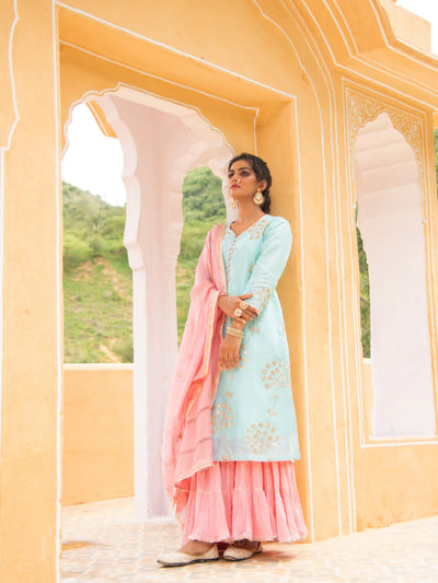 Noor - Neel Gulabi Sharara Set Fashion Maison Shefali