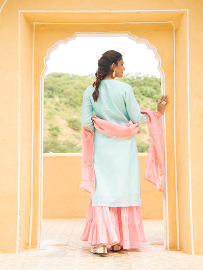 Noor - Neel Gulabi Sharara Set Fashion Maison Shefali