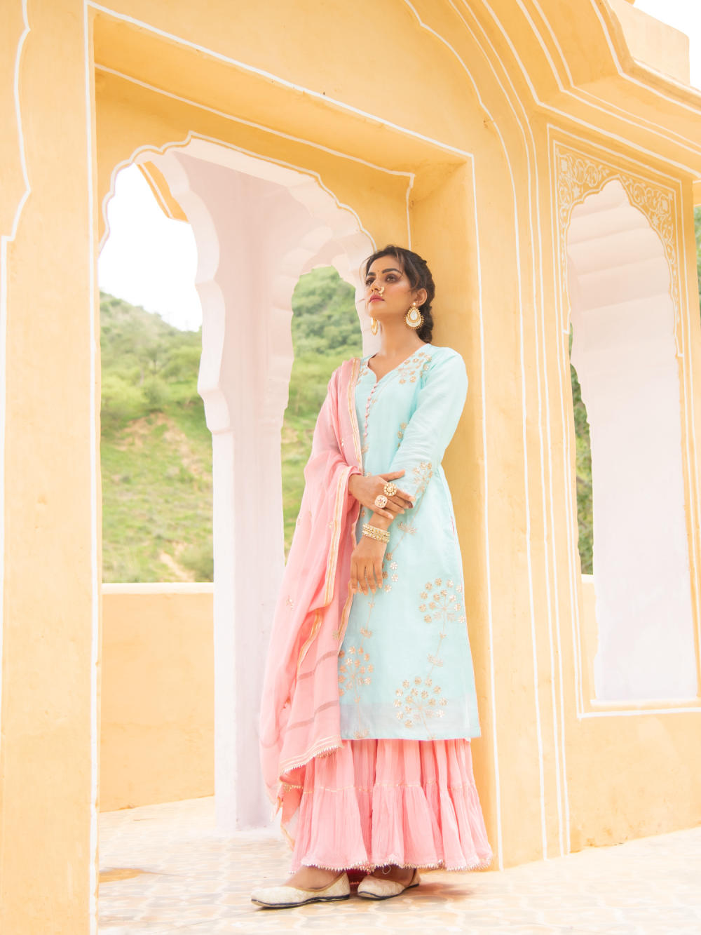 Noor - Neel Gulabi Sharara Set Fashion Maison Shefali