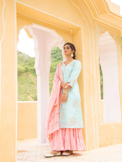 Noor - Neel Gulabi Sharara Set Fashion Maison Shefali