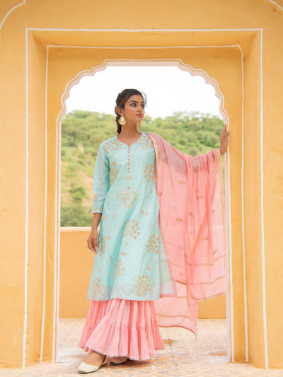 Noor - Neel Gulabi Sharara Set Fashion Maison Shefali