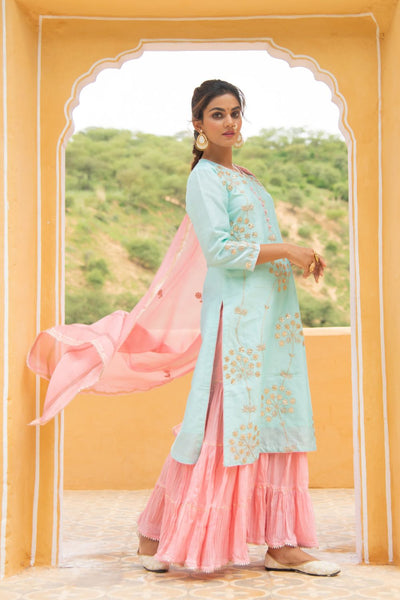 Noor - Neel Gulabi Sharara Set Fashion Maison Shefali