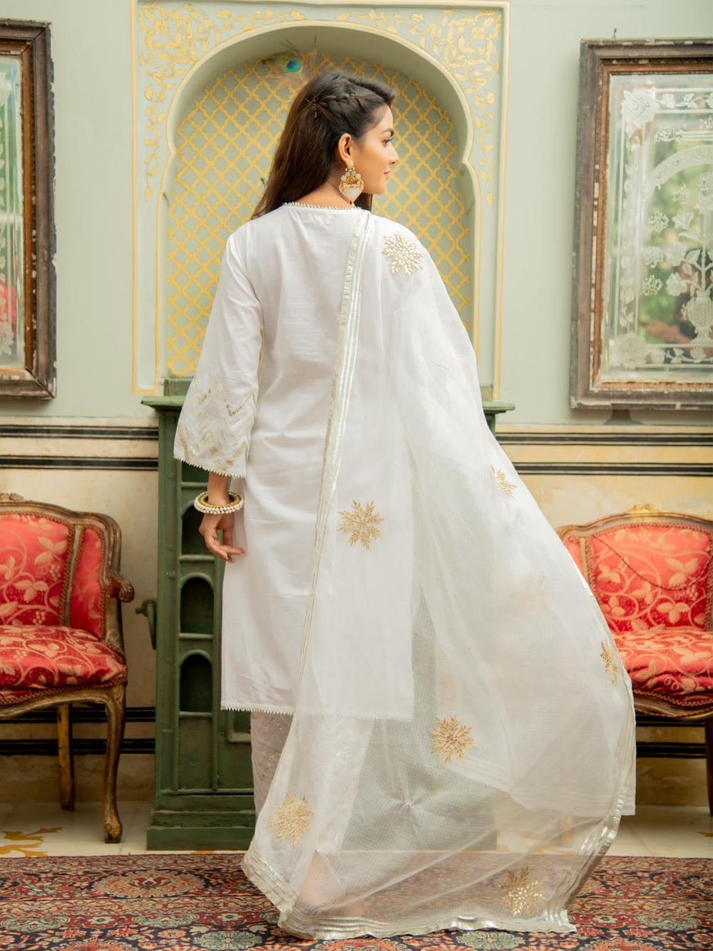 Noor Shwet - Gota Work Lehriya Set Fashion Maison Shefali