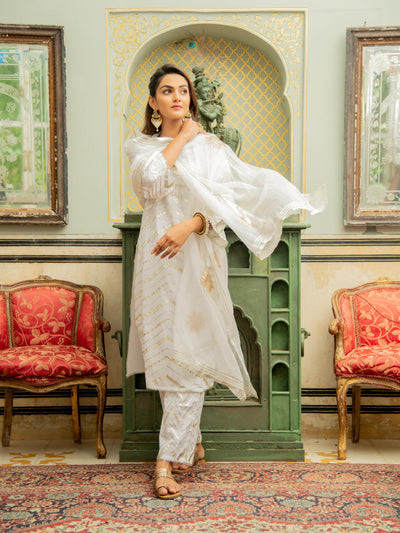 Noor Shwet - Gota Work Lehriya Set Fashion Maison Shefali