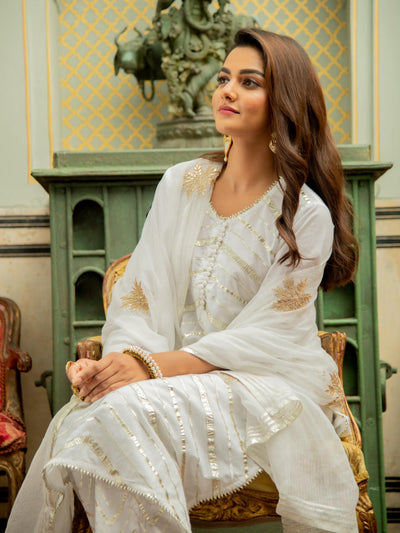 Noor Shwet - Gota Work Lehriya Set Fashion Maison Shefali