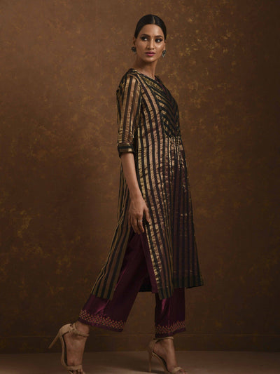 Noorie Black-Gold and Wine Kurta Set Fashion Priti Prashant 